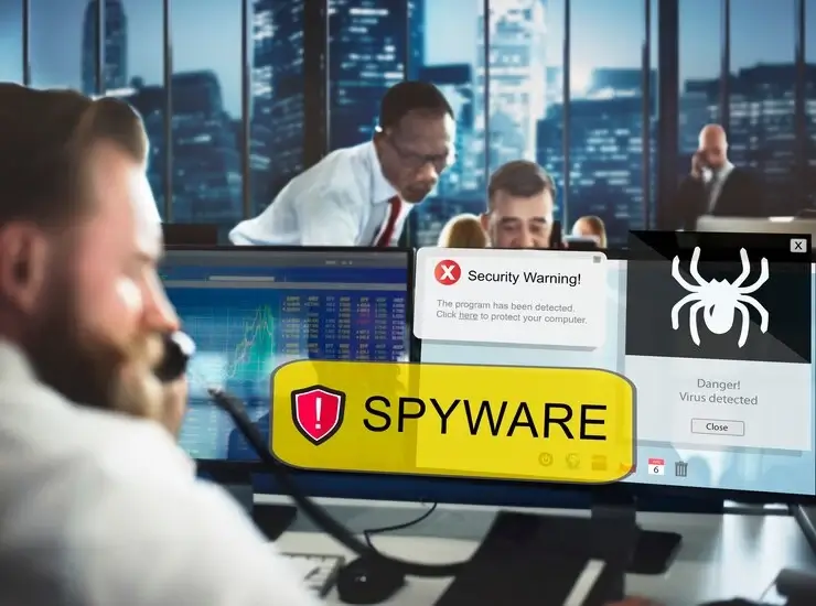 Spyware computer hacker virus malware concept